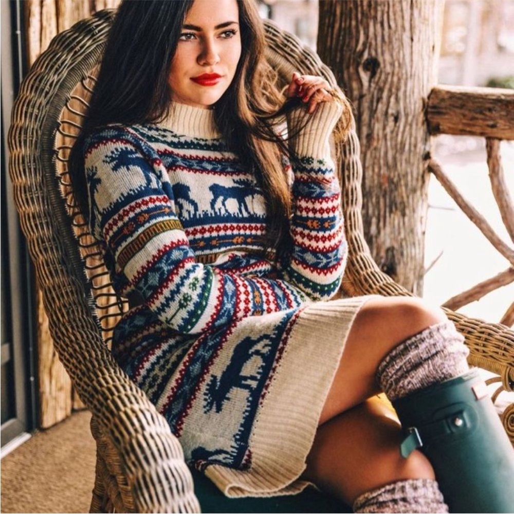 Kiel James Patrick KJP "The Great Moose" Cozy Cabin Long Sleeved Sweater Dress